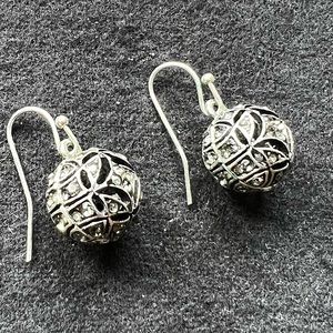 Liz Claiborne faux marcasite silver ball earrings